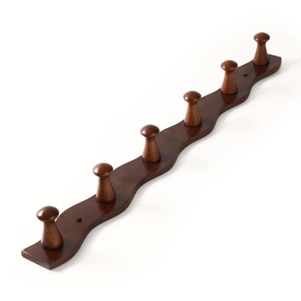 Solid Wood Wave Coat Rack, 5-8 Hooks, No-Drill Wall Mount