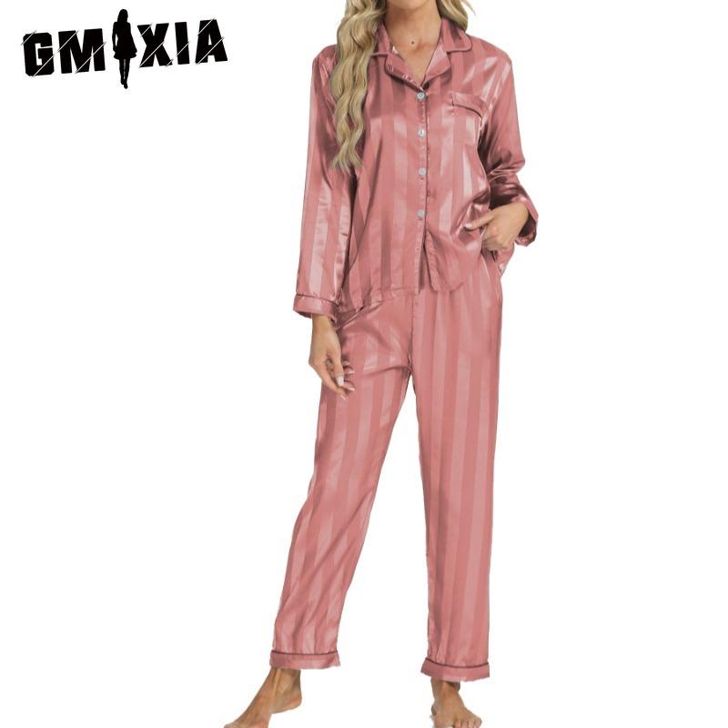 

GMXIA Женский домашний кардиган с длинным рукавом, осенняя мода, повседневный, большого размера, комплект пижамы S розы красного