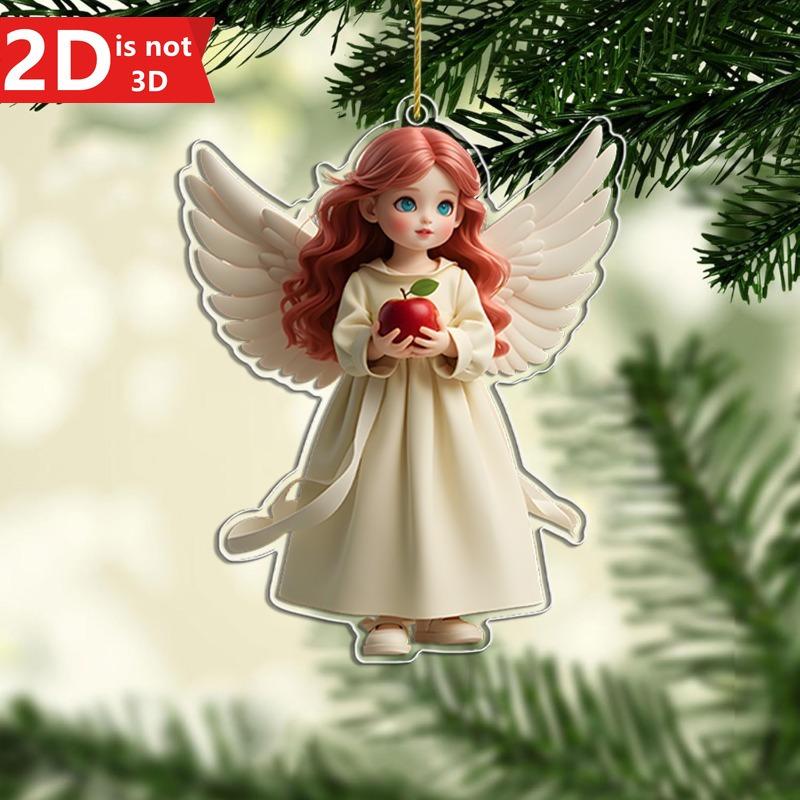 2D angel acrylic pendant for car mirrors, backpacks, and keychains. An ideal holiday gift. чистый