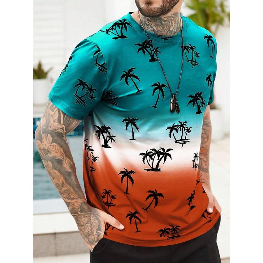 Hawaiian Street Fashion Men's T-shirt Summer Beach Vacation Men's Casual T-shirt Outdoor Beach Men's Short-sleeved Tops