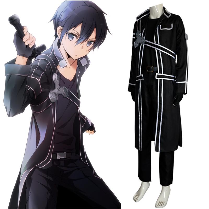 Anime Zwaard Cos Kirito Kazuto Kirigaya Cosplay Kostuum Art Online Jas Shirt Broek Hallowen Feest Outfit Voor Mannen