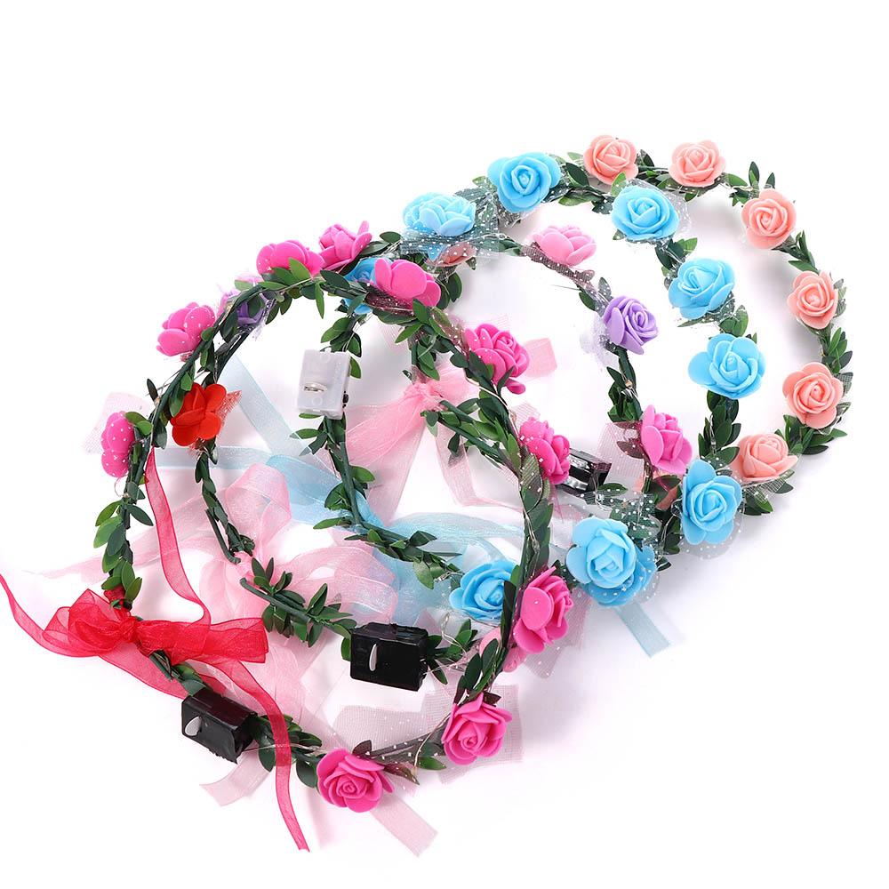 Kopfbedeckung Schaumstoffparty Kranz Dekoration Damen Kopfbedeckung LED Licht Girlande Krone Blumen Stirnband