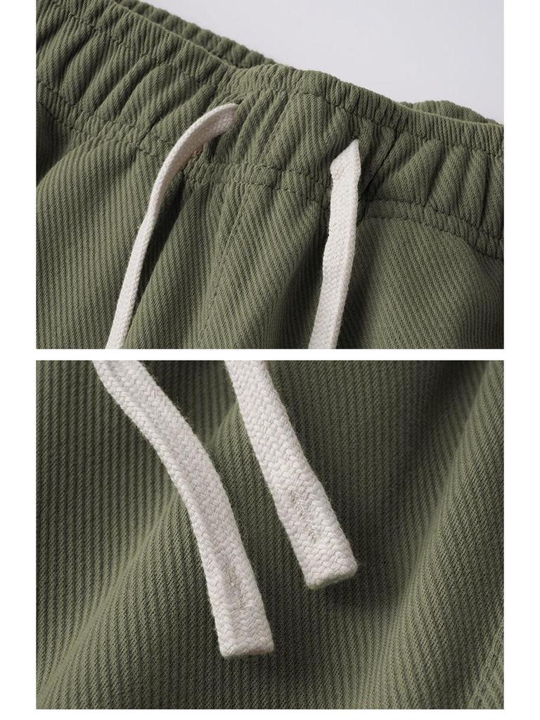Unisex Schwere Armeegrün Twill Jogginghose: Gemütliche, gerippte Freizeit-Sportbekleidung für Frühling & Herbst