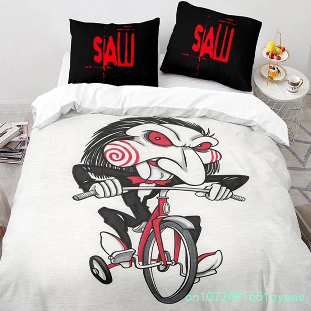Horror Saw Movie Bedding Set Boys Girls Twin Queen Size Duvet Cover Pillowcase Bed Kids Adult Fashion Home Textileextile