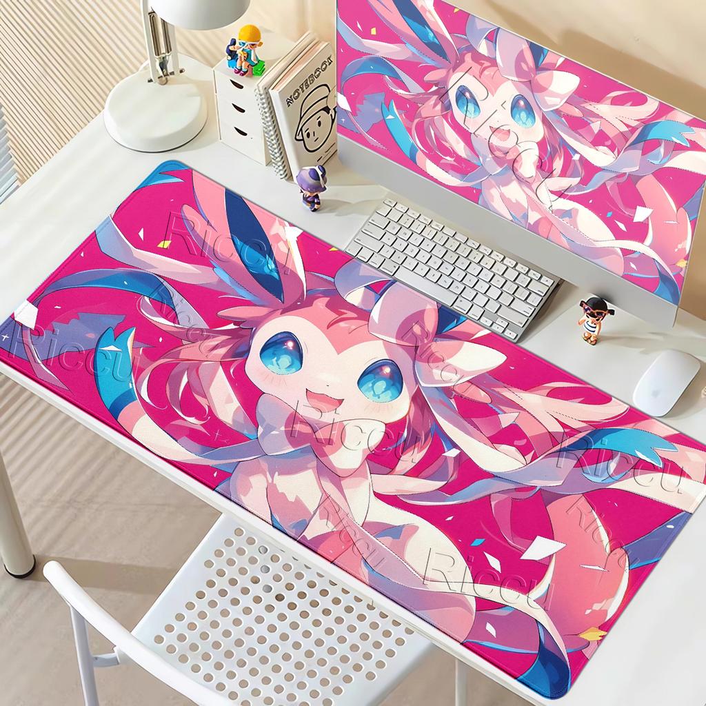 New Kawaii Eevees Aesthetics Mouse Pad Pokemons Computer Desk Accessories Office Gaming Keyboard Desk Mat Nonslip Mat Anime Rugs