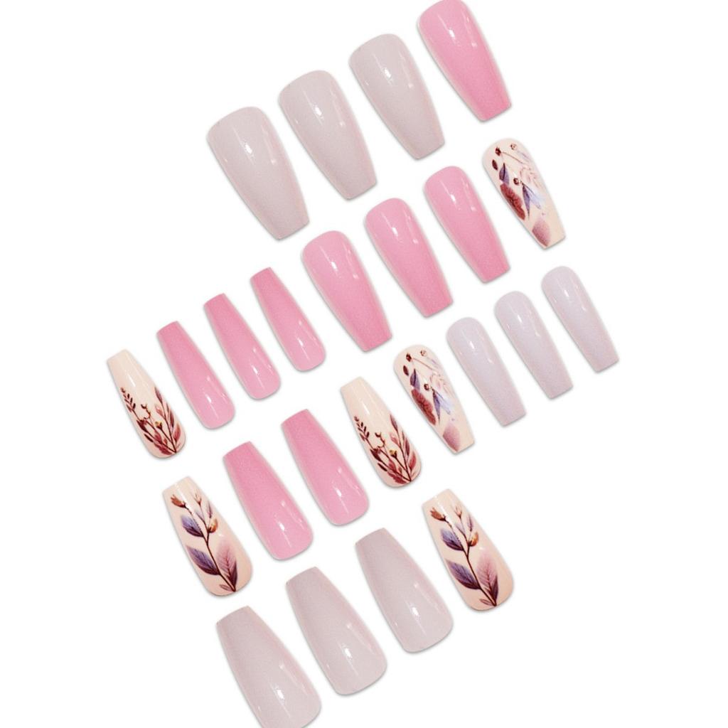 Sweet Wind Wear Nail Flower Geometric Pattern Nail Art Nails Almond Nail Art Patch Fake Nails