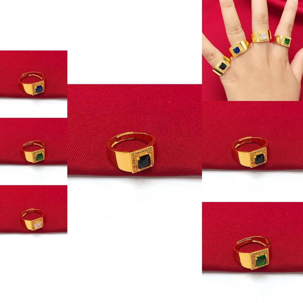 Eye-catching Geometric Brass Ring For Men With Rich Blue Sapphire Perfect For Gifting