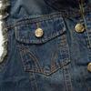 Vestă de motocicletă din denim ruptă, coreeană, slim fit, pentru bărbați - vestă la modă de mărime mare