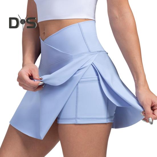 Dámská tenisová sukně s kapsou, vysoký pas, golfová sukně, letní ležérní atletická sportovní běžecká pickleballová cvičební sukně s vnitřními kraťasy