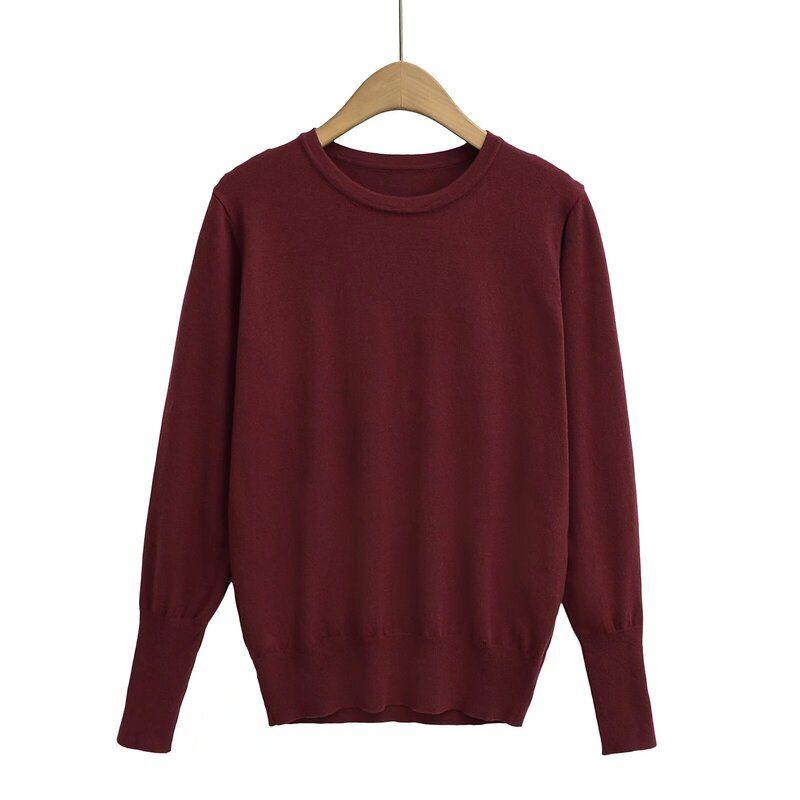 Fashion Style 2024 Autumn New Women's Clothing Easiest for Match Plain Stitch Basic round Neck Long Sleeves Knitwear 8851170