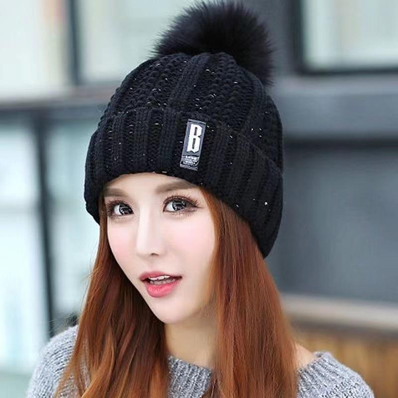 Women's Winter Korean Wool Hat with Velvet, Thick Scarf, and Knitted Ear Protection for Warmth and Style While Biking