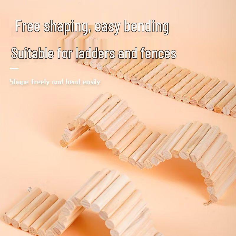 Golden Hamster Climbing Bridge and Swing Set: Featuring Ladder, Swing, Log Bridge, and Hanging Arch for Play and Isolation.