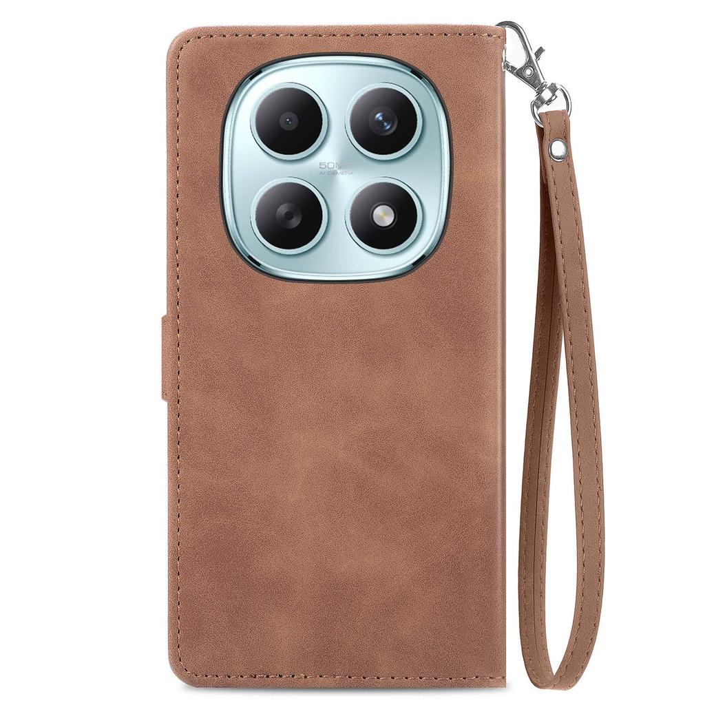 Handyhülle für Xiaomi Poco M8 5G/Redmi Note 15 5G (Global)/15 4G (Global) Reißverschluss-Portemonnaie mit Riemen, Blumenprägung, PU-Leder, Handyhülle