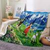 Mountain Village Adventure Flannel Blanket Super Soft Warm Cozy Blanket For Sofa Bed Office Travel Allseason Home Decor Gift