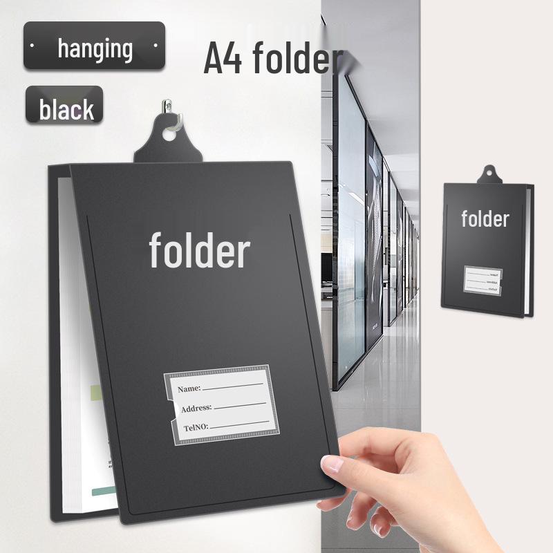 Thickened Wall-Mounted A4 Multi-Functional Hanging Document Folder with Writing Mat чёрный