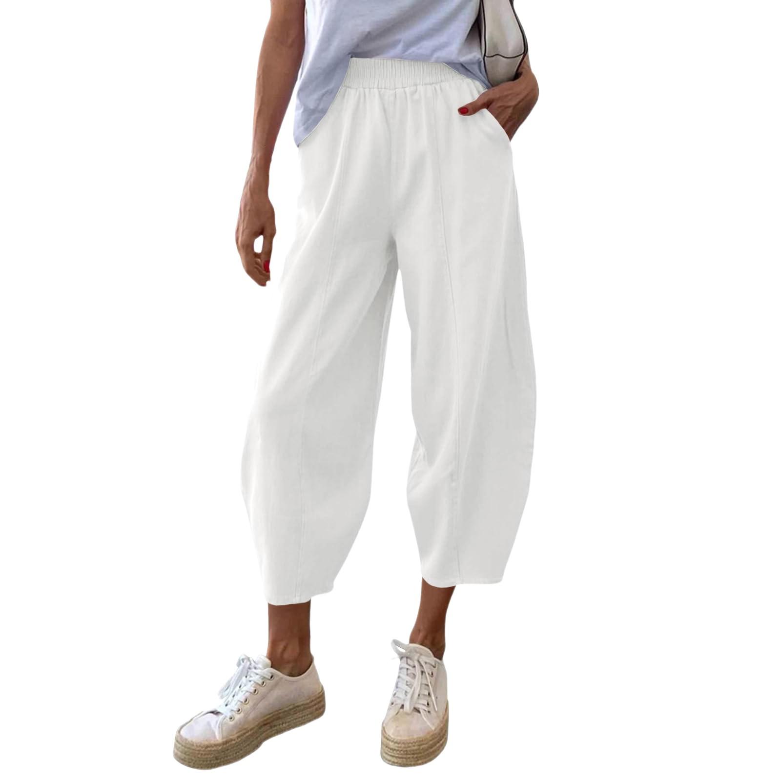 

Женские однотонные брюки с плиссированной талией, свободные, с широкими штанинами и прямыми штанинами XL белый
