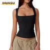 IHUASU Women's Fashion Casual Solid Color Print Short Sleeve Blouses & Shirts Unique design