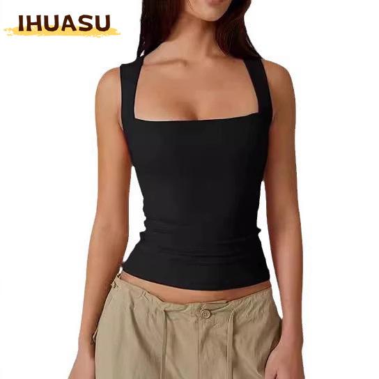 IHUASU Women's Fashion Casual Solid Color Print Short Sleeve Blouses & Shirts Unique design