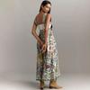 European and American New Linen Loose Waist Suspender Lace Pendulum Dress Women