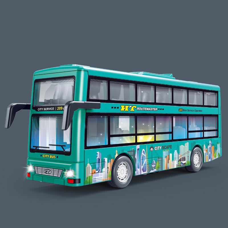 Double Decker Bus With Door Opening Inertia Toy With Lighting And Function Sound