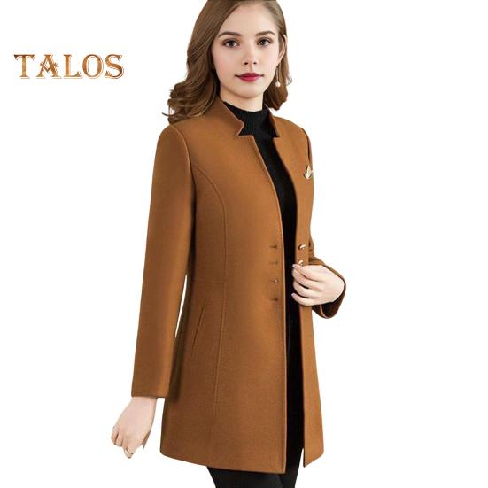 

Женское зимнее пальто в деловом стиле с воротником-стойкой, однобортное, средней длины, облегающее, для поездок на работу, однотонная плотная верхняя одежда XL