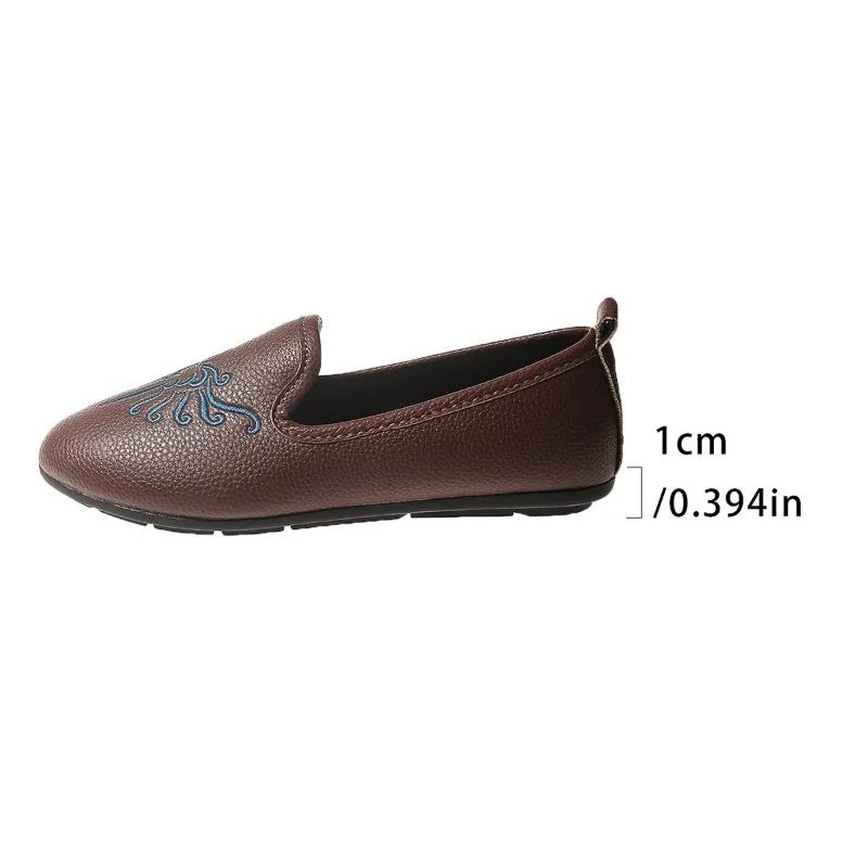

Fashion Ladies Shoes 2024 New One Kick Women s Flats Spring Autumn Round Toe Solid Solft Sole Casual Comfortable Large Size Loafers 43 коричневый