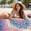 Bohemian Oversized Mandala Beach Towel - Quick Dry,Vibrant Mandala Design in Pink & Blue, Perfect for Travel Outdoor Adventures