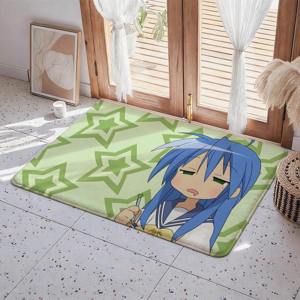 Anime L Lucky Star Floor Mat Eco Flannel Doormat Non Slip Odorless Indoor Floor Rug Soft Short Plush Home Mat