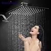Matte Black Rain Shower Head LED Changing 16" Square Brass Shower Head Faucet Bathroom Accessory Top Over-head Shower Sprayer