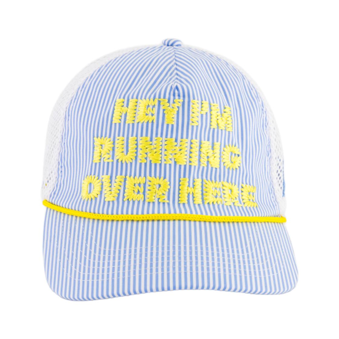 Alex Zono Hey, Im Running Over Here Trucker Stripe ONE SIZE