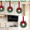 Christmas Kitchen Cabinet Wreaths With Plaid Bow Ribbon Hanging Cabinet Doors Wreaths Decorative For Kitchen Window Outdoor Indoor Holiday Decor