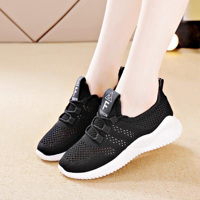 Flying woven mesh shoes summer breathable student sports ins running casual shoes Flying woven