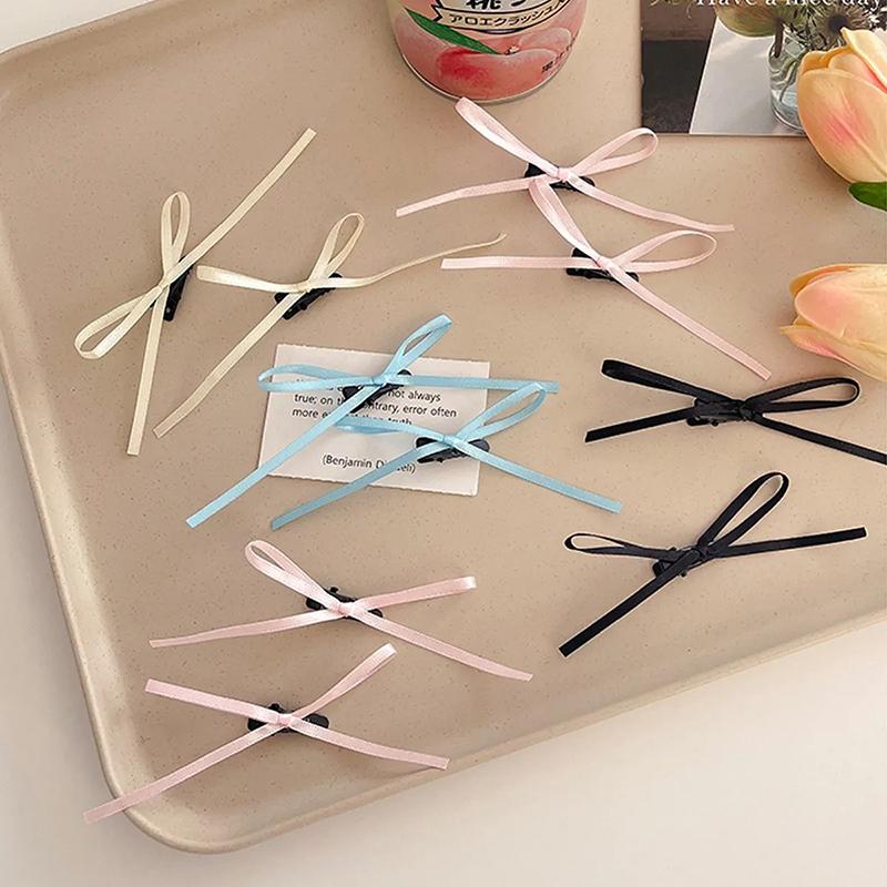 3Pcs Sweet Thin Silk Ribbon Bowknot Hair Clips  Cute Barrettes For Women Girls Colorful Lace Hair Clip Hair Accessories