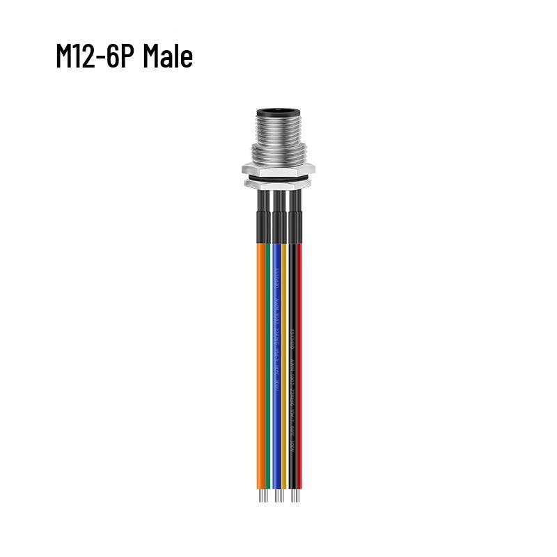 M12 Waterproof Aviation Plug Cable: 2P-6P Multi-Core Sensor Connection with Flange Mount M/F Connector.