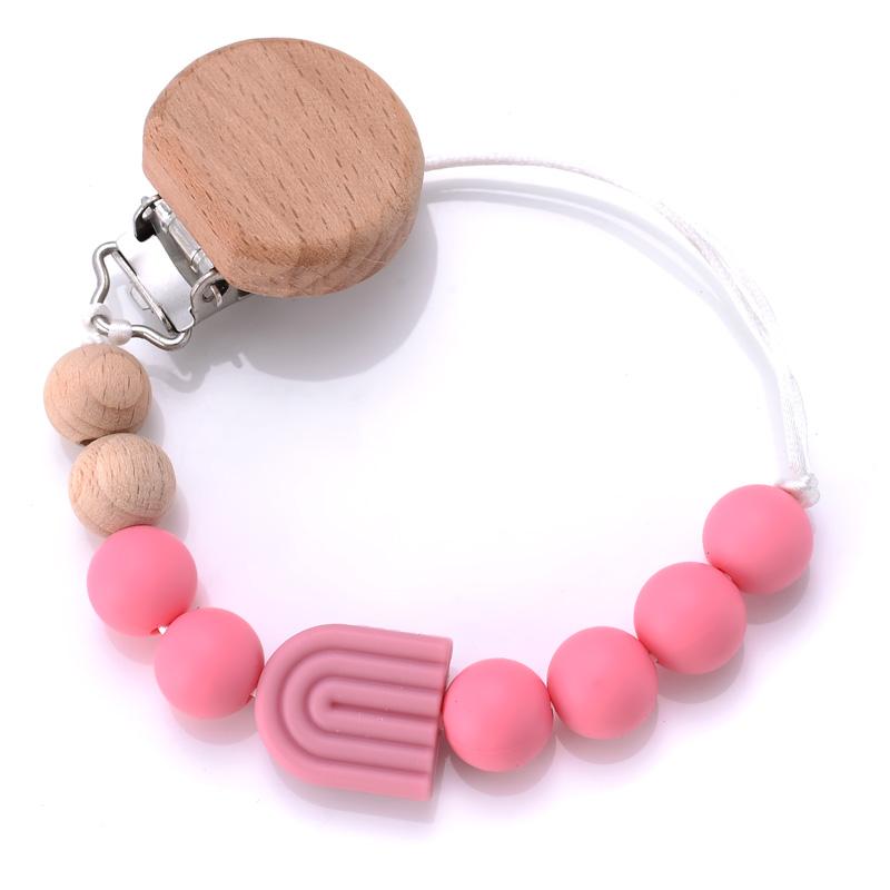 Baby Pacifier Clips Silicone Beads Wooden Crochet Ball Teething Ring Chain Nipple Clamp Dummy Holder Clip Chew Accessories