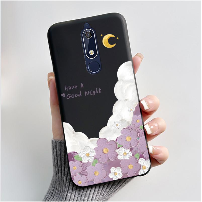 Custodia carina per Nokia 5.1/Nokia 5.1 Plus/Nokia X5/Nokia 5 Cover Shell Stampata Cover Protettiva Silicone Morbido Cartone Animato Nera