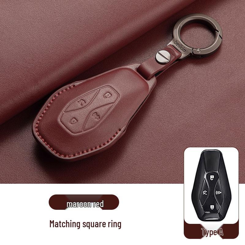Genuine Leather Key Case for Jihu Alpha S5, Kaola T5, BAIC New Energy ARCFOX Cars