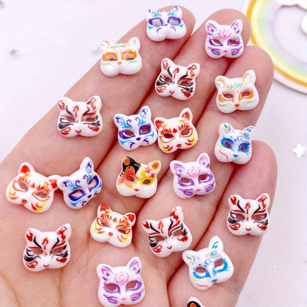 20pcs Resin Mini Colorful Cartoon Fox Mask Flatback Stone Art Nails Appliques DIY Wedding  Jewelry Scrapbook Decor Accessories Crafts