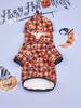 Halloween Pet Hoodie with Pumpkin Prints, Orange & Black Plaid Design, Hooded Sweatshirt Festive Outfit for Small Dogs Cats Pet