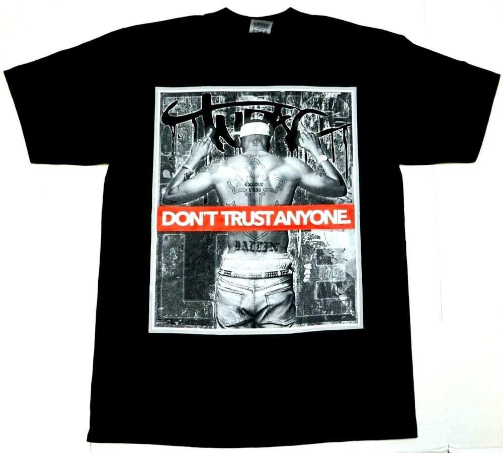 Футболка TUPAC SHAKUR 2Pac Don t Trust Anyone Tee Мужская СРЕДНИЙ размер 100% Хлопок Новая Унисекс Футболка XXL