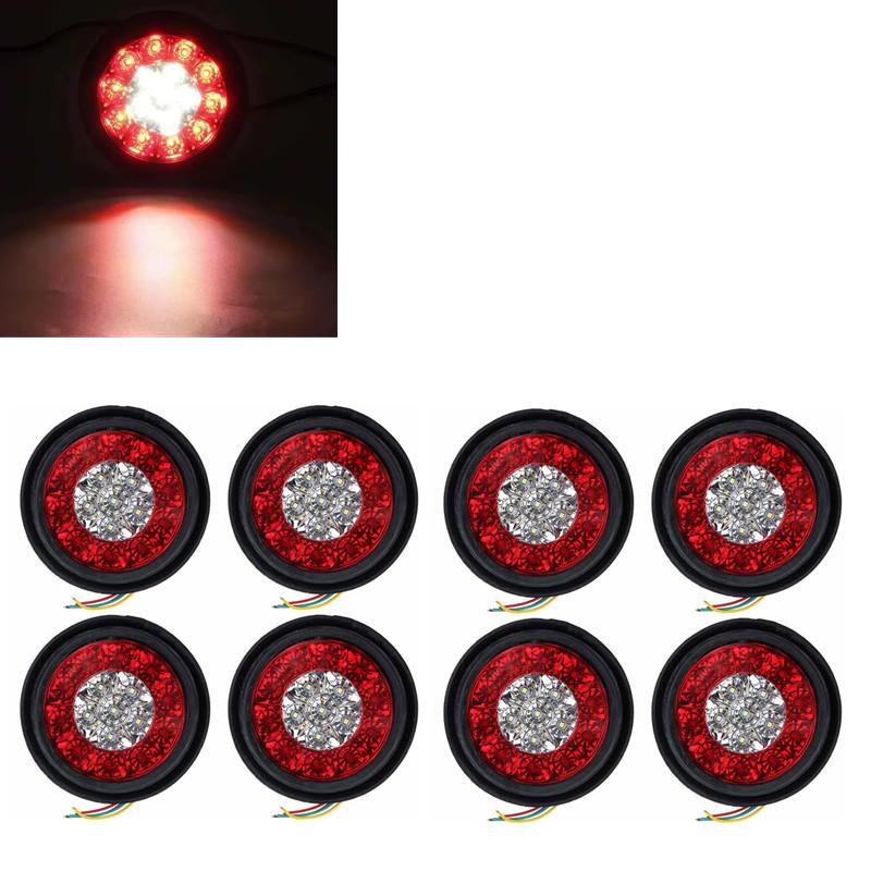 

8PCS Round Lights 16 LED Tail Lamp Truck Turn Signal Light Trailor Pickup Brake Parking Driving Lamp Side Indicator Tail Lights