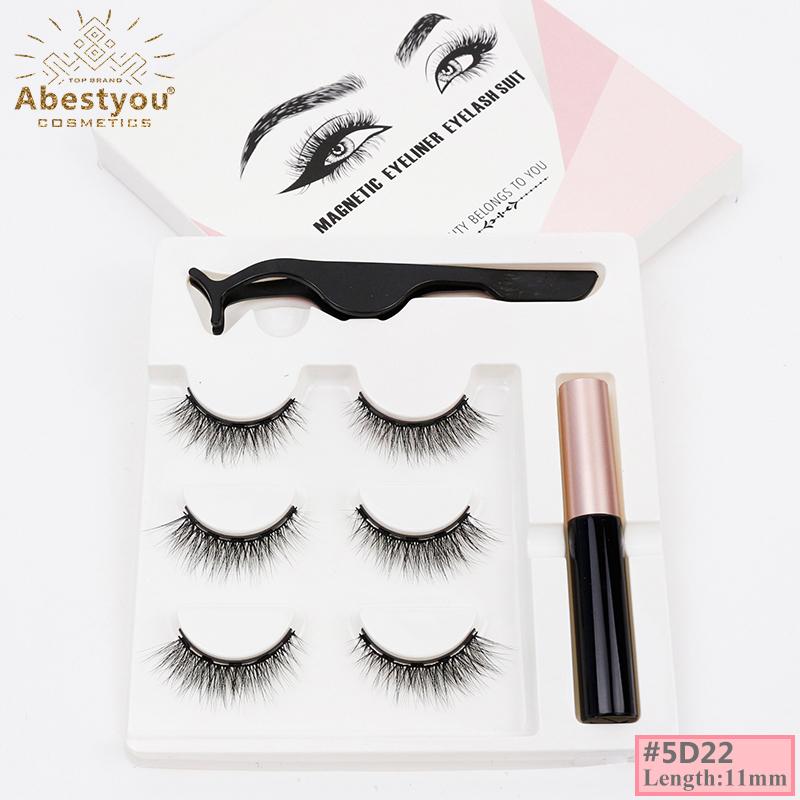 Abestyou Handmade Highest Quality Faux Mink Magnetic Eyelashes with 5 Magnets Light & Strong Magnetic Reusable