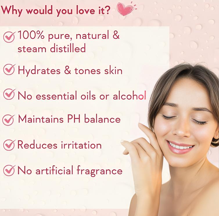 WishCare® 100% Pure & Natural Rose Water - For Skin, Face & Hair - Steam Distilled - Kannauj Gulab Jal - Spray Skin Toner –200ml