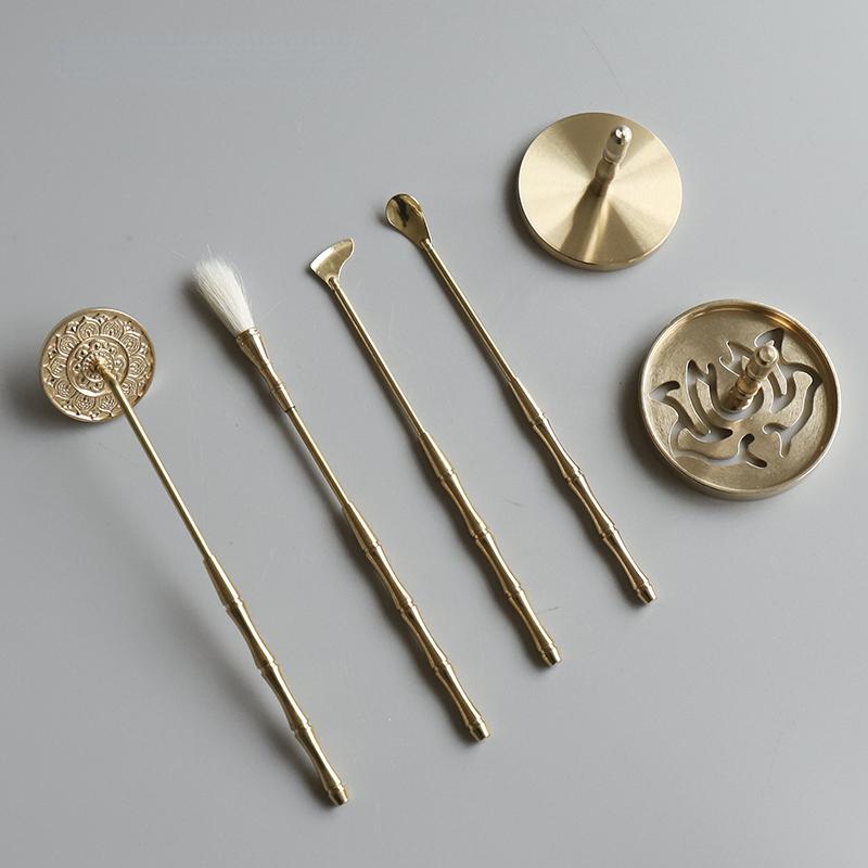 Pure Copper Incense Road Set DIY Manual Introductory Touch Tuo Incense Powder Incense Seal Printing Incense Road Supplies Tool