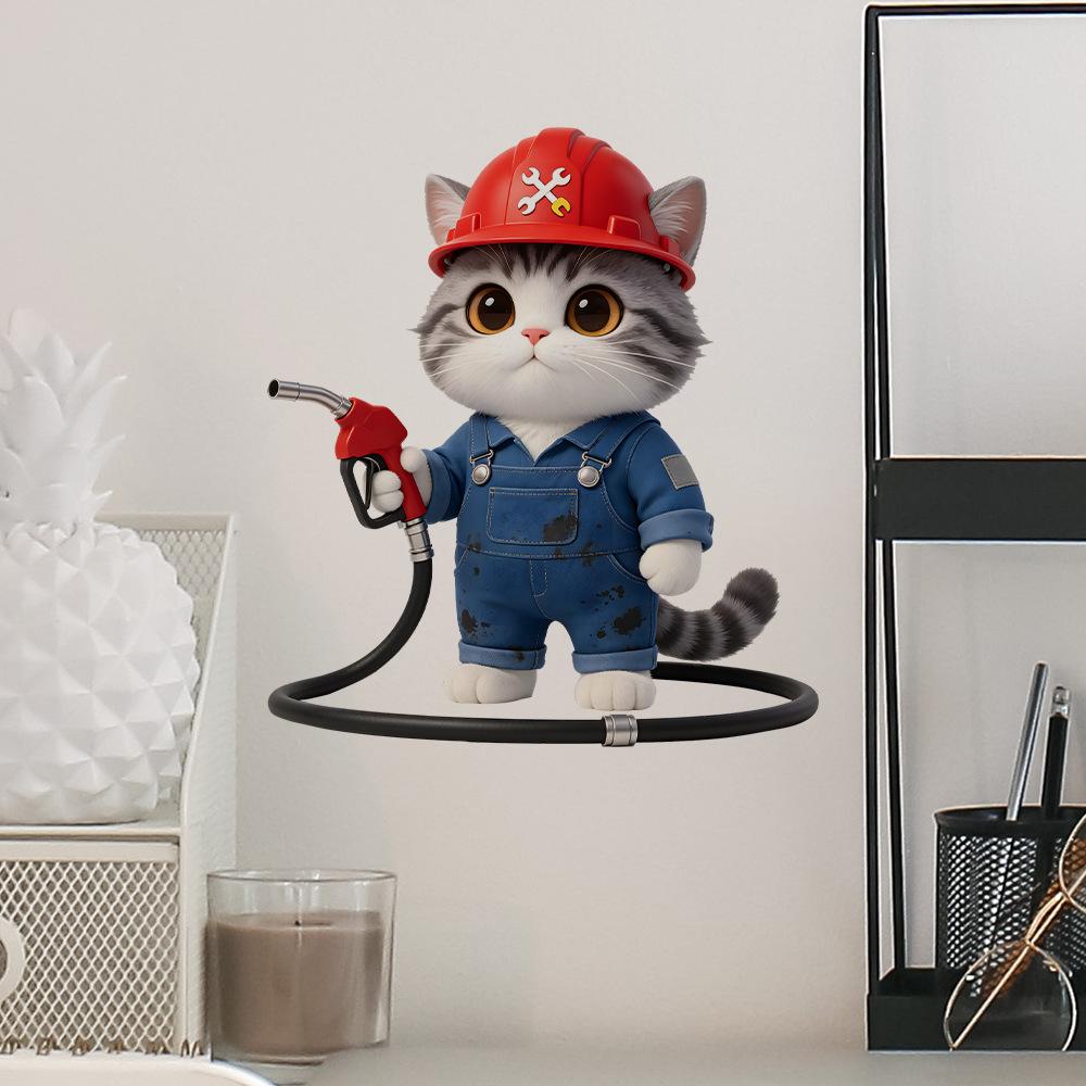 Cat Cartoon Decal Static Cling Wall Fridge Car Sticker Multipurpose Removable DIY Decor