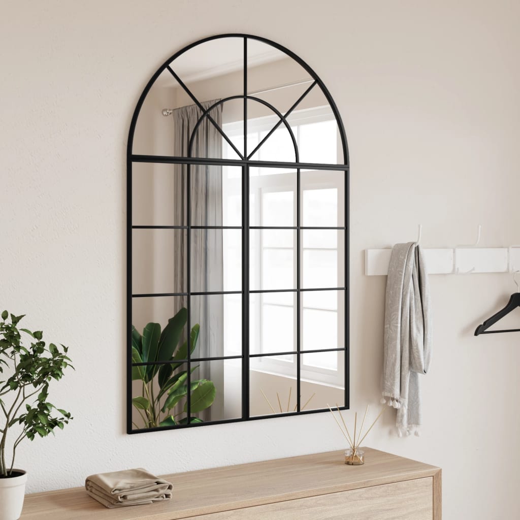 Vidaxl Wandspiegel, Schwarz, 80x120 cm, Mit Bogenabschluss, Eisen