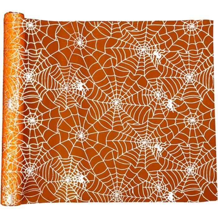 Chemin de table - Halloween - Orange - 29 cm x 3,5 m - Synthétique - Intérieur