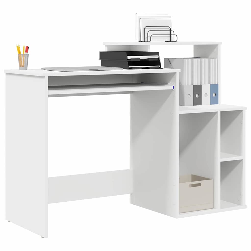 White Desk with Shelf 120.5 x 44 x 88.5 cm Engineered Wood