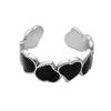 1/3PCS Adjustable White Black Multi Love Heart Cuff Stainless Steel Ring bandChunky Stackable Open Band Rings For Women Jewelry