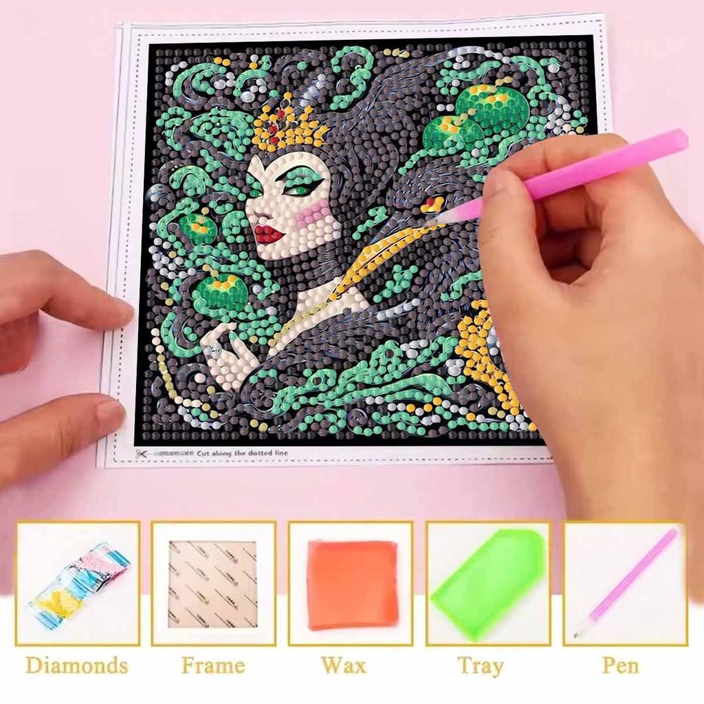 Zestaw do malowania diamentami DIY z ramą, Królowa Pełna mozaika 5D Zestaw do haftu krzyżykowego DIY Dekoracja domu z ramą, Kolekcja hobby rękodzielniczego